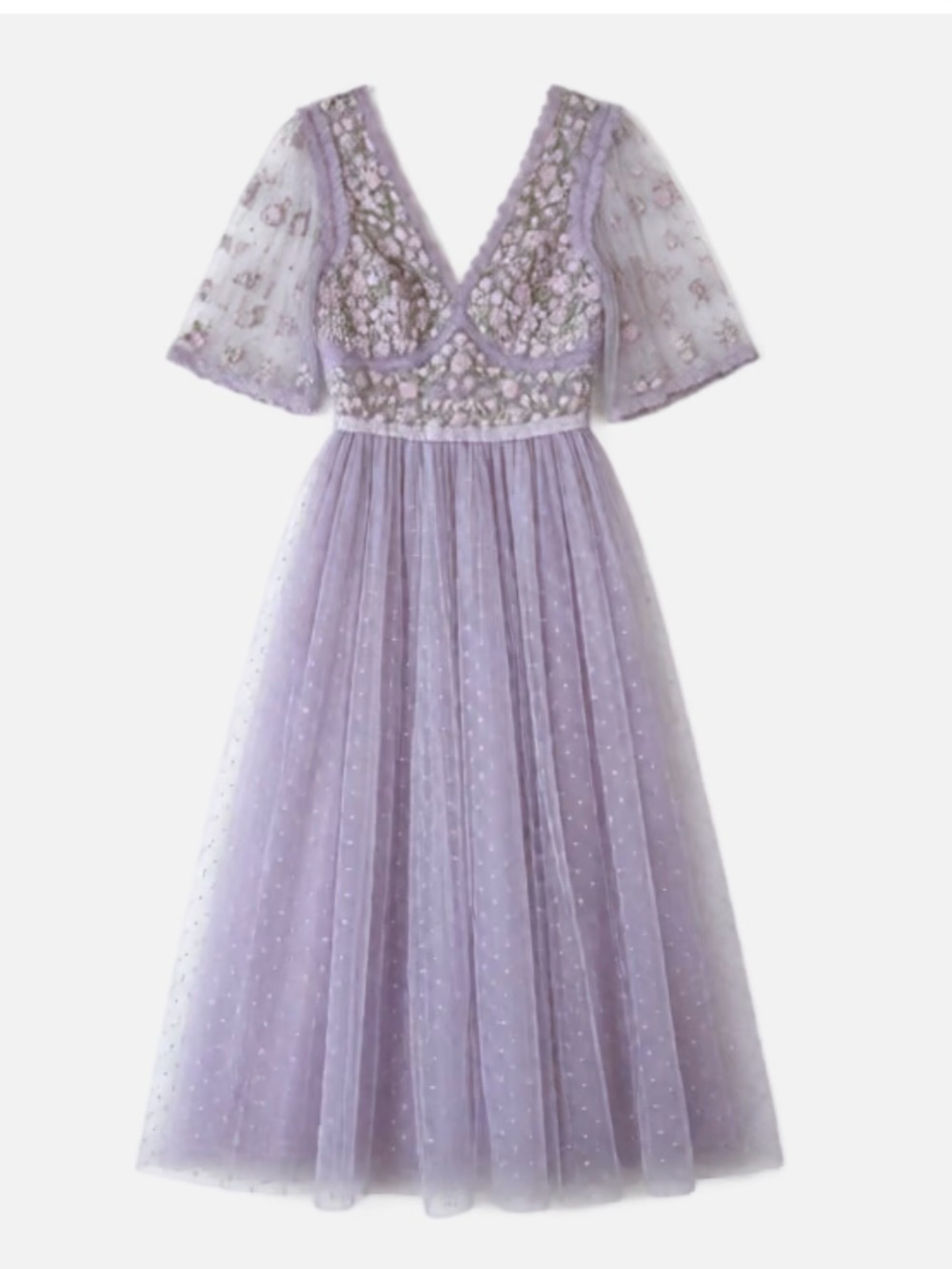 Needle & Thread Lavender Embellished Tulle Midi Dress